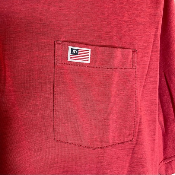 Travis Mathew XL Crimson Short Sleeve Polo with American Flag TM Logo - Picture 7 of 8